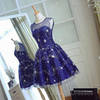 Blue Short Beautiful Homecoming Dress Tulle SleevelessFormal Prom Dress, Blue Party Dress