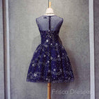Blue Short Beautiful Homecoming Dress Tulle SleevelessFormal Prom Dress, Blue Party Dress