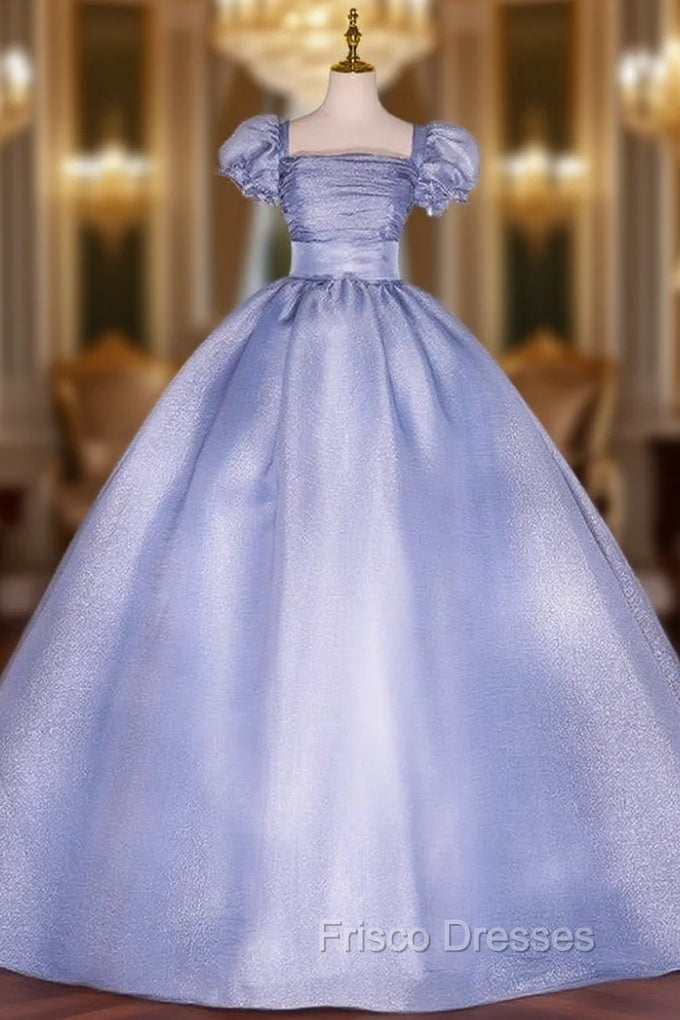 Blue Square Puff Sleeve Quinceanera Dress Main image