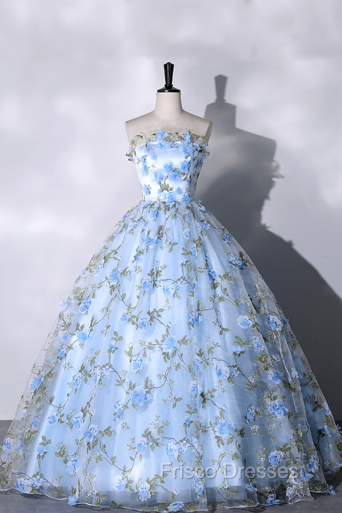 Blue Strapless Tulle Long Formal Prom Dress, A-Line Evening Dress Party Dress Secondary image
