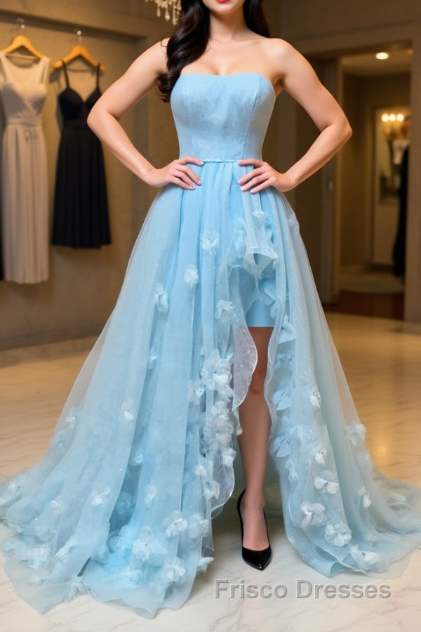 Blue sweetheart tulle long Formal Prom Dresses, blue tulle evening Dresses Main image