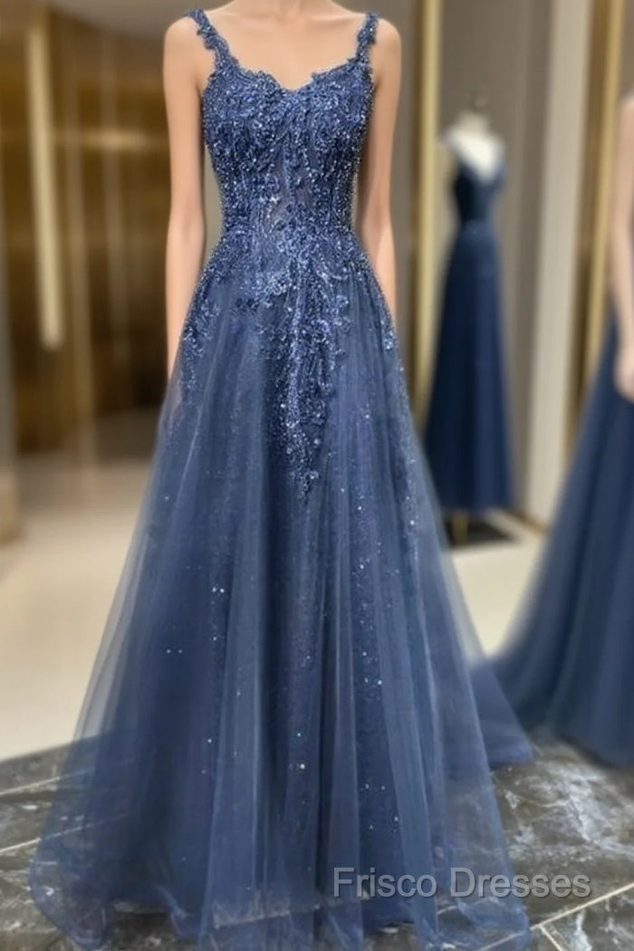 Blue Tulle Applique Long Formal Dress Formal Prom Dress Main image