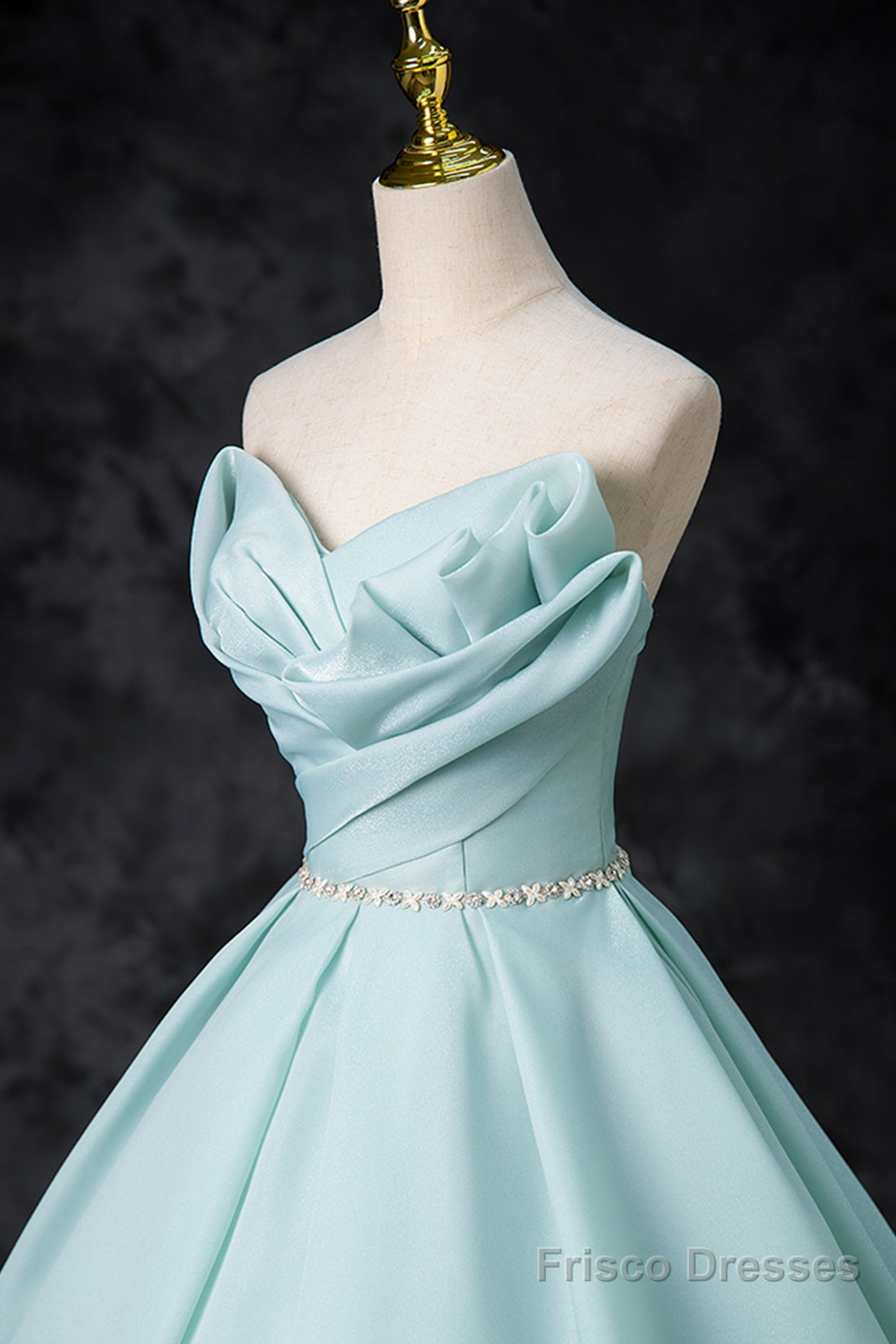 Blue Tulle Floor Length Party Dress, A-Line Strapless Formal Evening Dress Secondary image