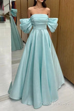 Blue Tulle Floor Length Formal Prom Dress, Beautiful A-Line Formal Dress