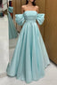 Blue Tulle Floor Length Formal Prom Dress, Beautiful A-Line Formal Dress