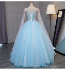 Blue Tulle Formal Dress with Pink Lace Blue Ball Gown Sweet 16 Dress Formal Prom Dress shops