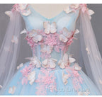 Blue Tulle Formal Dress with Pink Lace Blue Ball Gown Sweet 16 Dress Formal Prom Dress shops