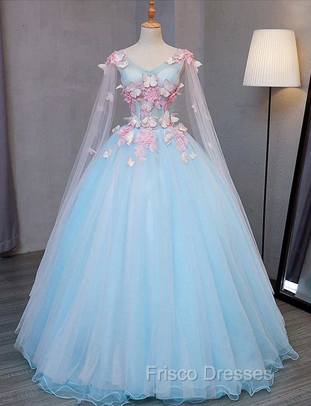Blue Tulle Formal Dress with Pink Lace Blue Ball Gown Sweet 16 Dress Formal Prom Dress shops