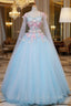 Blue Tulle Formal Dress with Pink Lace Blue Ball Gown Sweet 16 Dress Formal Prom Dress shops