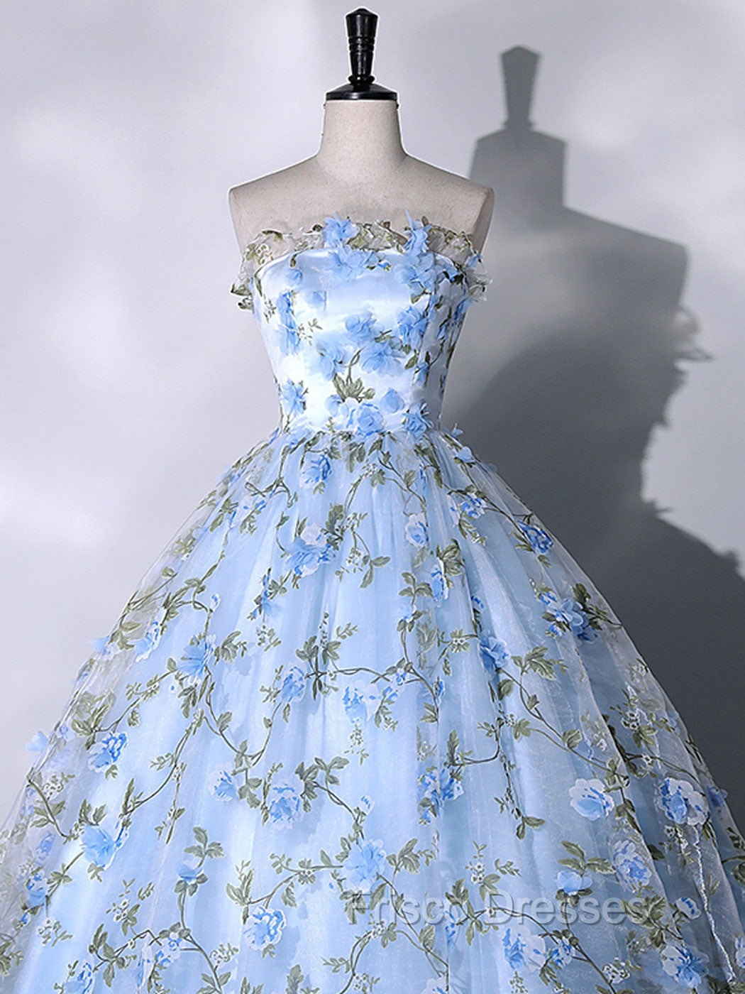 Blue Tulle Lace Long Formal Prom Dress, Ball Gown Blue Sweet 16 Dress Secondary image