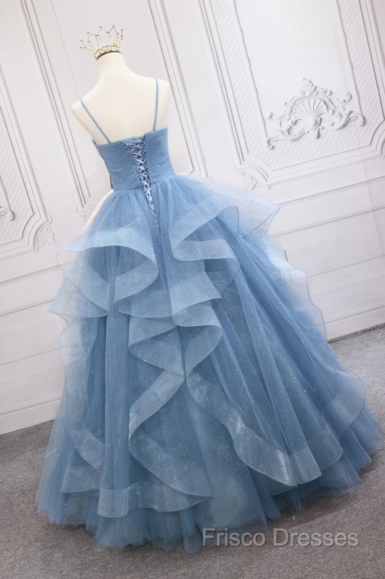 Blue Tulle Layers Long Party Dress Formal Prom Dress, Beautiful Sweet 16 Dress