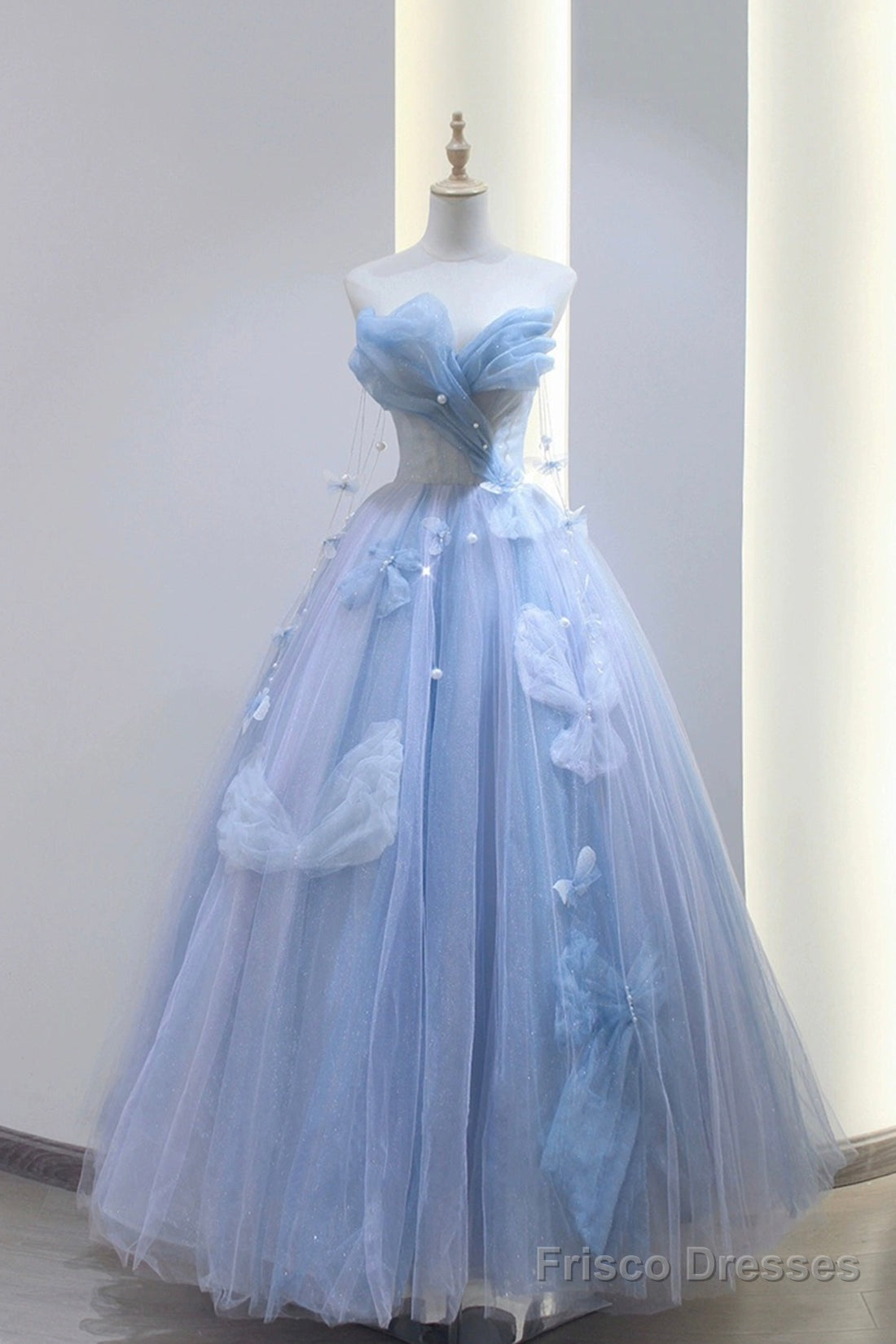Blue Tulle Long A-Line Prom Dress Party Dress, Beautiful Blue Evening Dress Main image