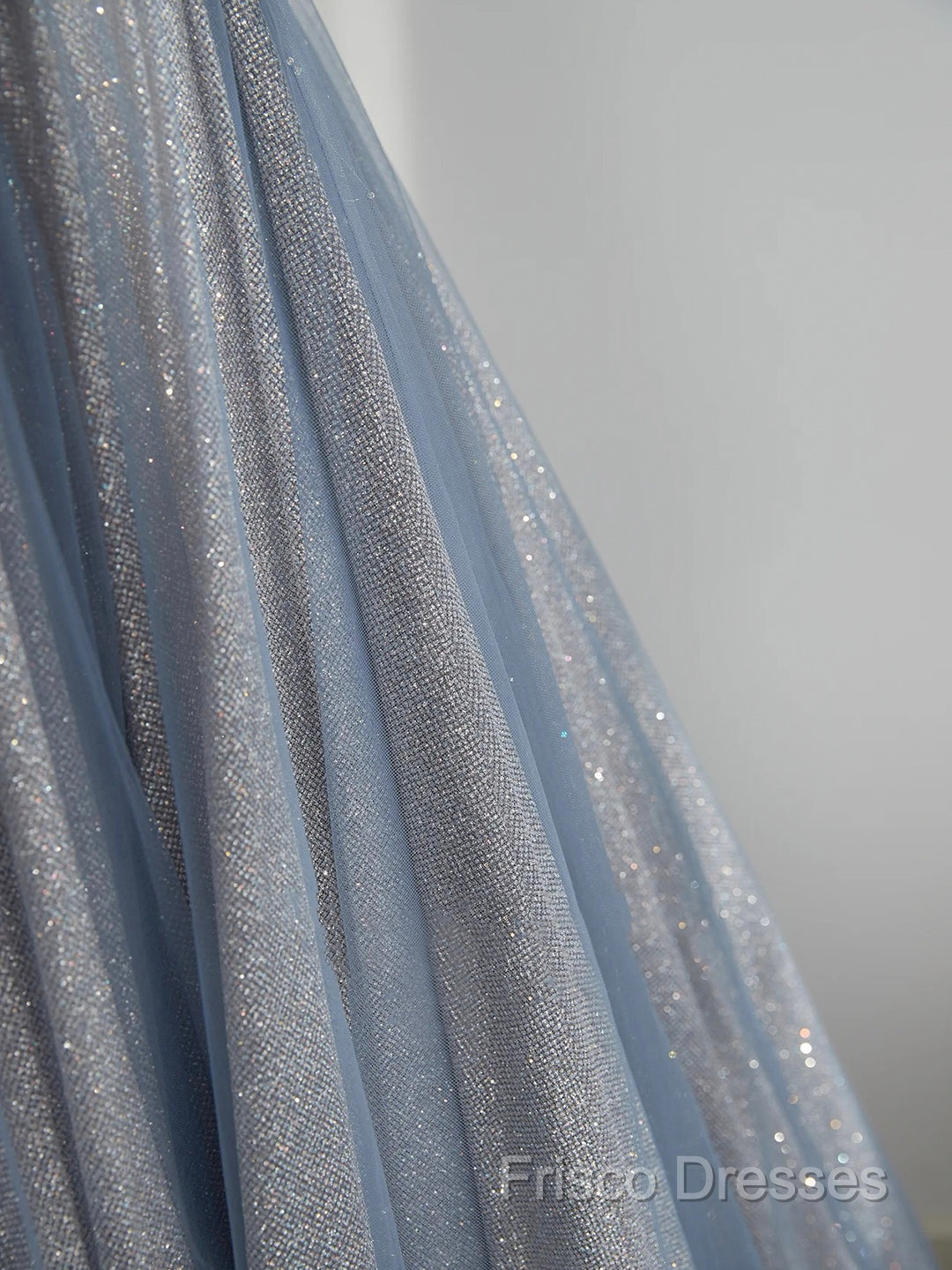 Blue Tulle Long Formal Prom Dress, A-Line Off The Shoulder Blue Formal Party Dress