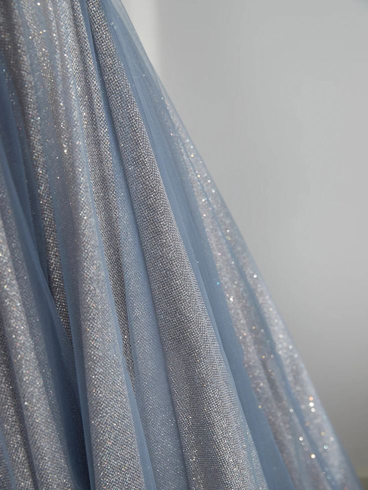 Blue Tulle Long Prom Dress A-Line Off The Shoulder Evening Party Dress