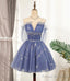 Blue Tulle Sequins Short A Line Homecoming Dress Party Dress