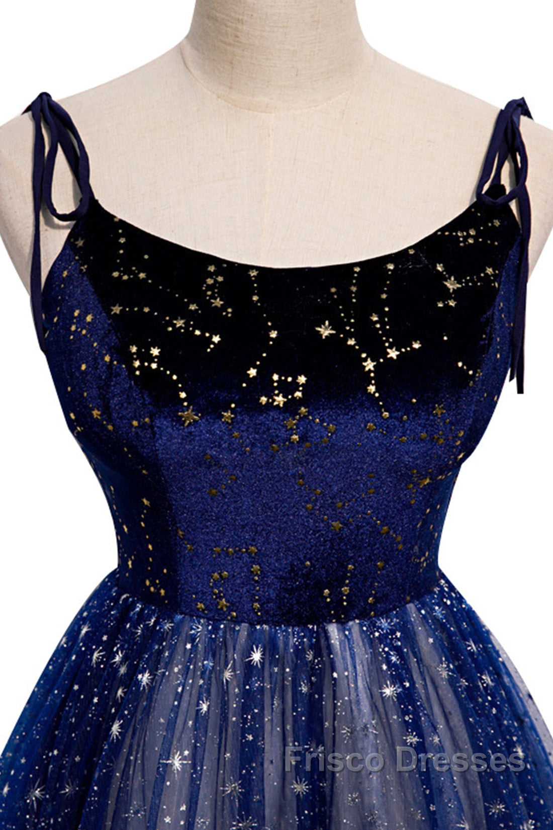 Blue Velvet Tulle Long Formal Prom Dress, Beautiful A-Line Evening Party Dress Secondary image