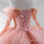Blush Ball Gown Long Sleeves Sweetheart Quinceanera Dress
