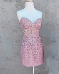 Blush Lace Corset Homecoming Dress