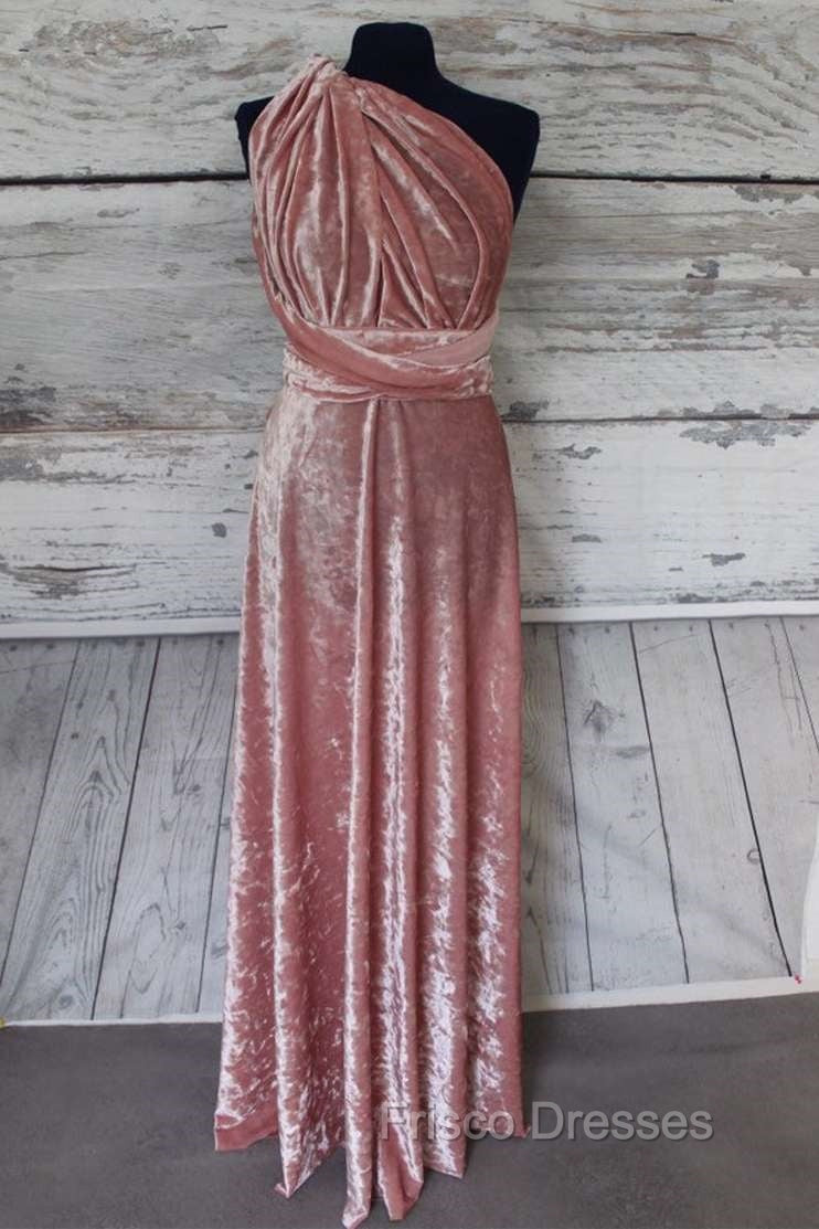 Blush Pink Velvet Infinity Convertible Bridesmaid Dress