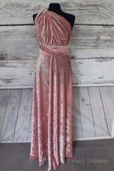 Blush Pink Velvet Infinity Convertible Bridesmaid Dress