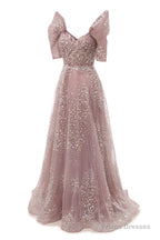 Blushing Pink Lace Crystal Sequin Long Prom Dresses Luxury Evening Gowns Vintage Party Dresses