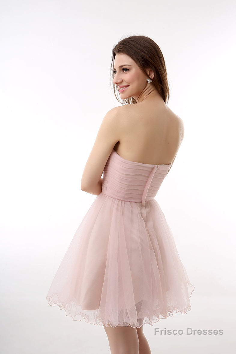 Blushing Pink Sweetheart Beaded A-line Short Homecoming Dresses Secondary image