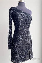 Bodycon One-Shoulder Sequins Homecoming Dress