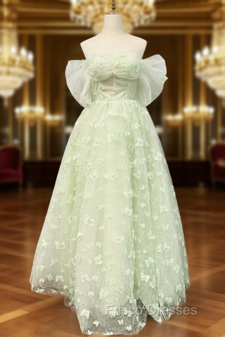 Boho A-Line Sweetheart Green Floor-Length Quinceanera Dress With Petticoat