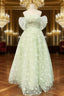 Boho A-Line Sweetheart Green Floor-Length Quinceanera Dress With Petticoat