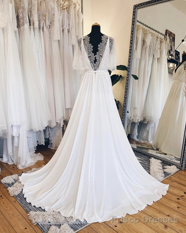 Boho Beach Wedding Dress Lace Sleeves Secondary image