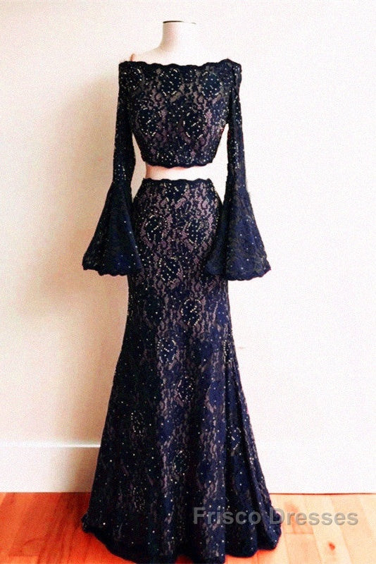 Boho Chic Mermaid Two Piece Lace Formal Prom Dress