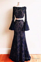 Boho Chic Mermaid Two Piece Lace Prom Dresses