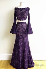Boho Chic Mermaid Two Piece Lace Prom Dresses