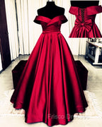 Bow Back Formal Prom Dress Ball Gowns Off The Shoulder