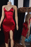Bridelily Backless Burgundy Neckline Prom Dresses