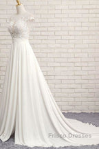 Front Slit Appliques Chiffon A-line Wedding Dress