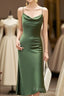 Bridesmaid Slit Dress Tea Length Cowl Neck Formal Prom Dress, Formal Dress