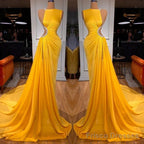 Bright Yellow Long Prom Dress Mermaid With Slit