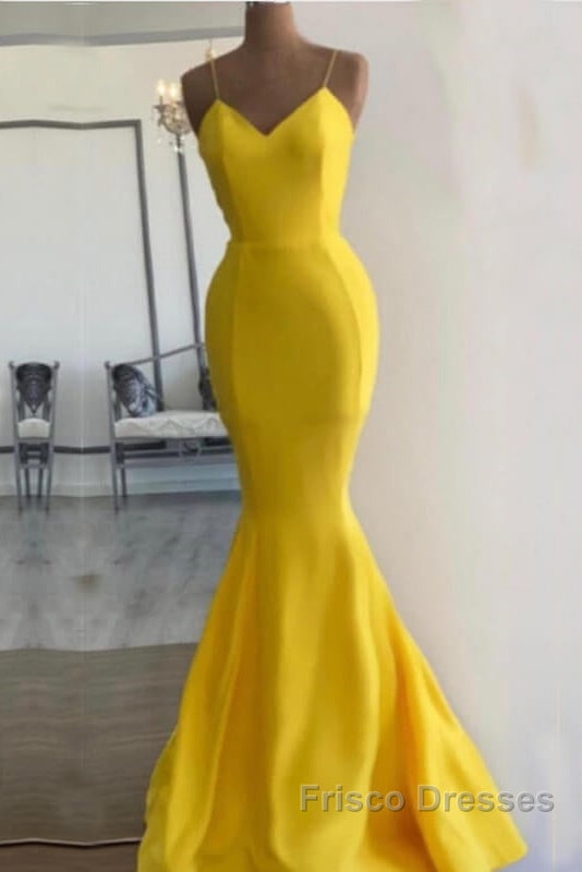 Bright Yellow Mermaid Satin Dress Secondary image