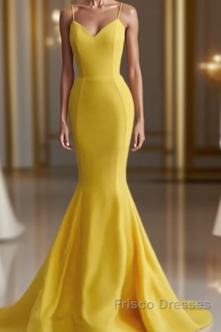 Bright Yellow Mermaid Satin Dress Main image