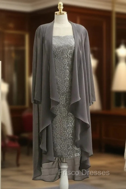 Brilliant Gray Mother Of The Bride Dress Sheath Cap Sleeves Main image