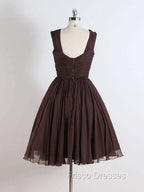 Brown A-Line Short Formal Prom Dress, Brown Short Formal Dress