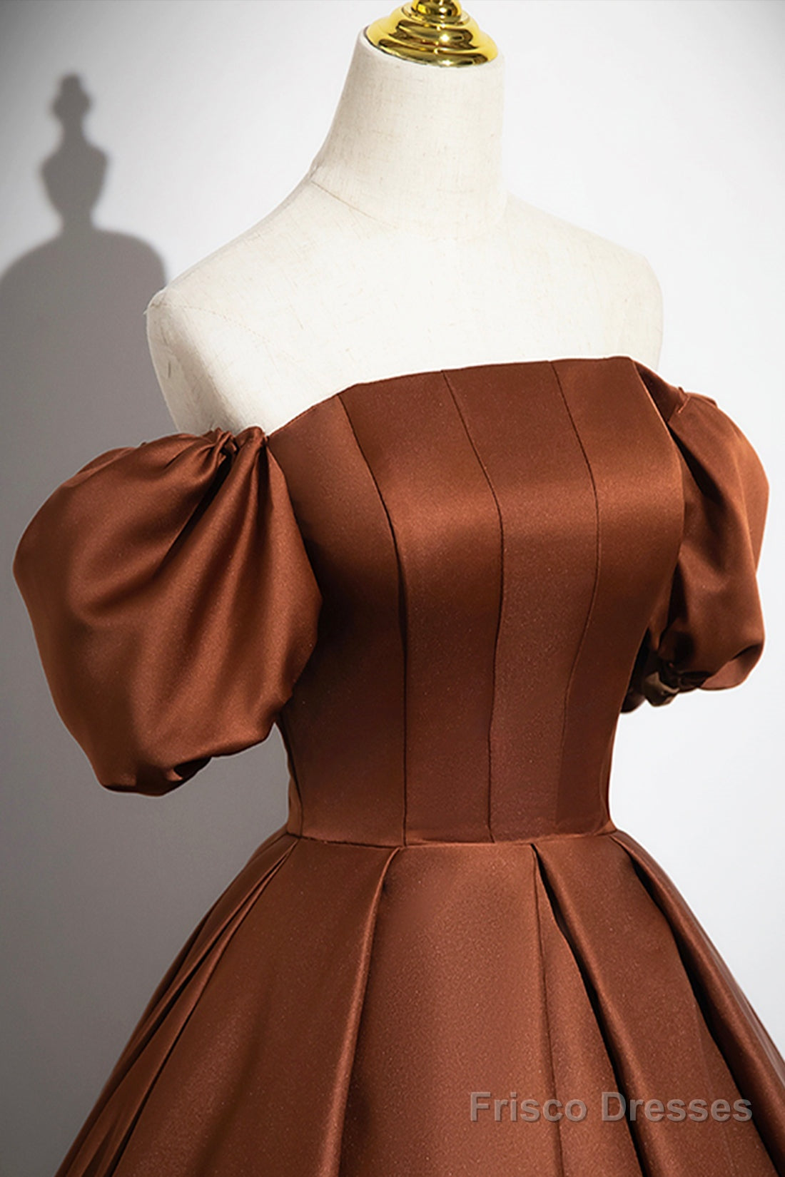 Brown Satin Long A-Line Prom Dress, Off The Shoulder Evening Party Dress Secondary image