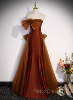 Brown Tulle and Satin Mermaid Long Party Dress, New Style Long Formal Dress Formal Prom Dress