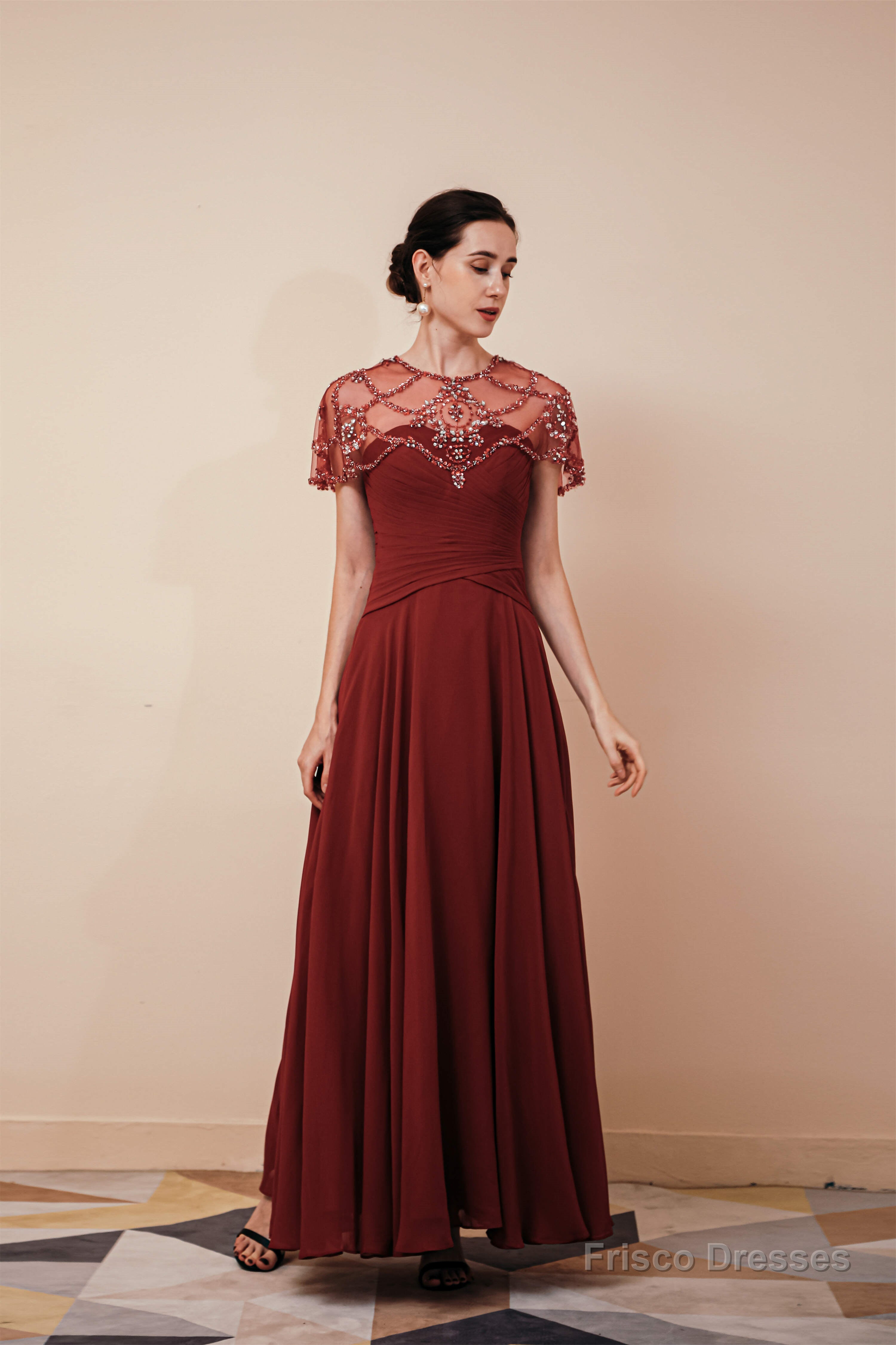 A Line Chiffon Beading Long Zipper Back Mother of the Bride Dresses Main image