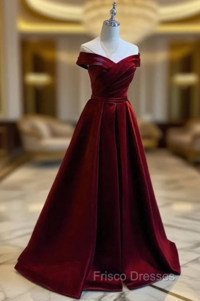 Burgundy A-line Floor Length Satin Formal Prom Dress Party Dress, Wine Red Long Formal Dress