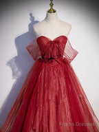Burgundy A Line Off Shoulder Long Prom Dress Burgundy Evening Dress