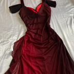 Burgundy A Line Shiny Long Prom Dress Ruffled Evening Gown
