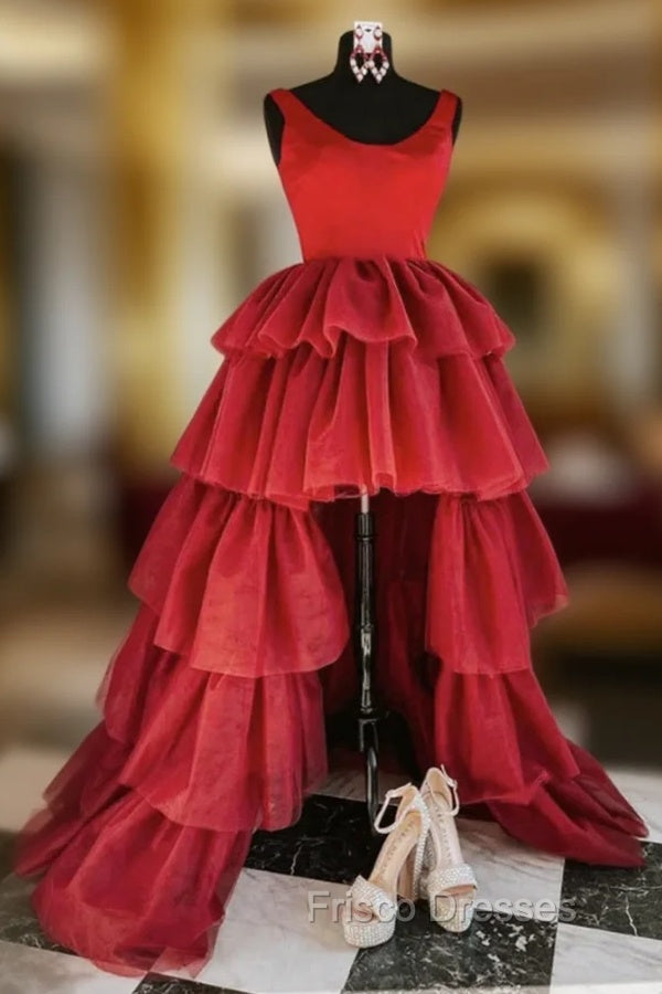Burgundy Tiers Formal Prom Dress