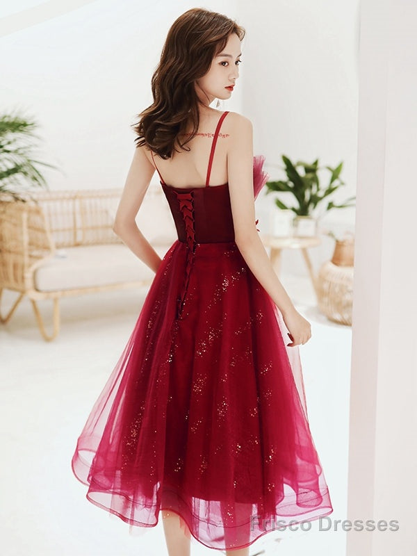 Burgundy Lace Sequins Short Homecoming Dress Secondary image